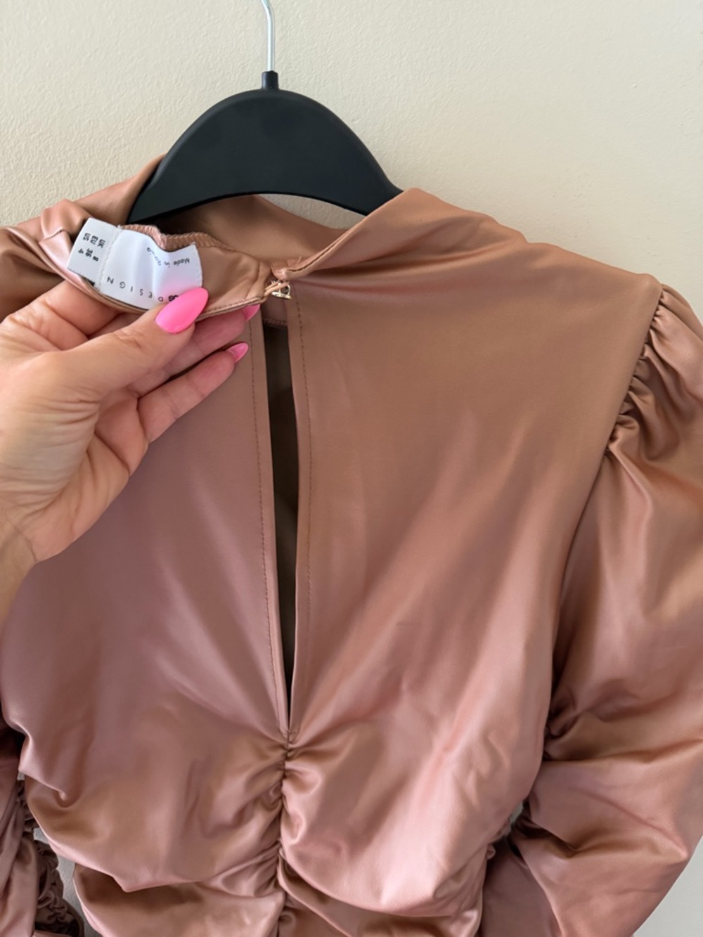 ASOS Tan leather Ruched Mini Dress - Picture 8 of 9